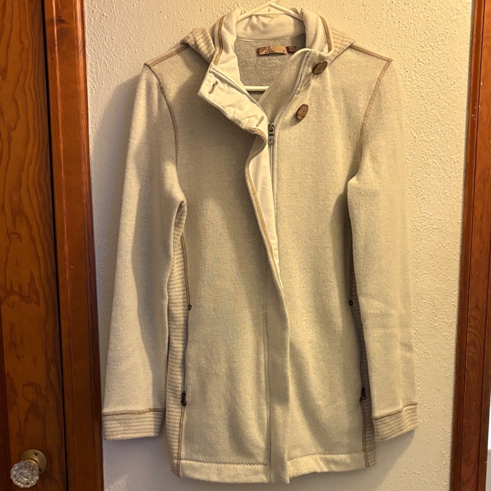 Women's Cream and Beige Hooded Jacket M
